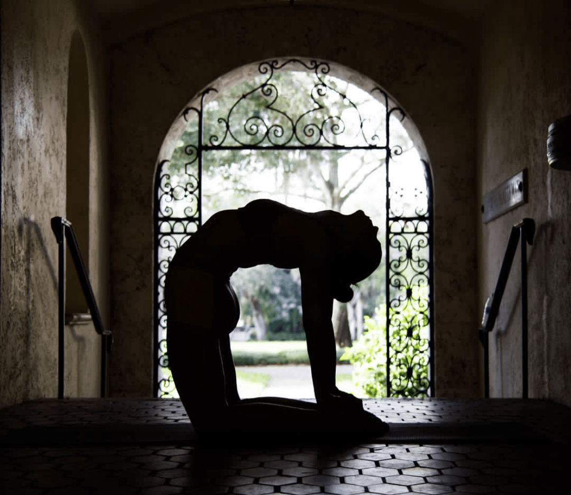 Krista Shirley in Camel posture from the Ashtanga Yoga Intermediate Series sequence